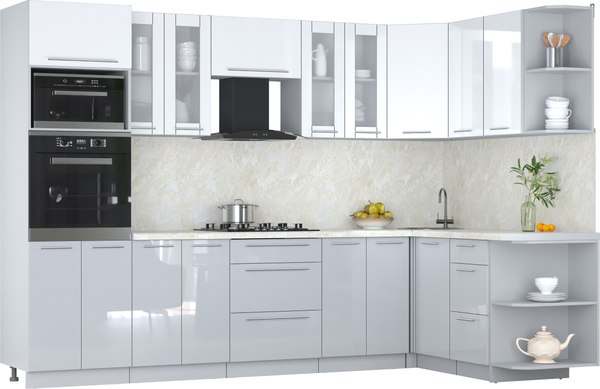 Кухонный гарнитур Интерлиния Мила Пластик 1.68x3.0 PR - фото
