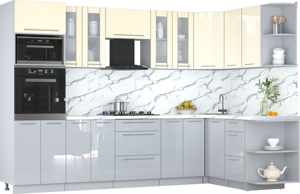 Кухонный гарнитур Интерлиния Мила Пластик 1.68x3.0 PR - фото