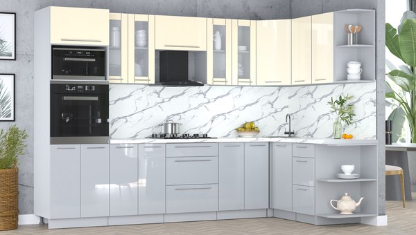 Кухонный гарнитур Интерлиния Мила Пластик 1.68x3.0 PR