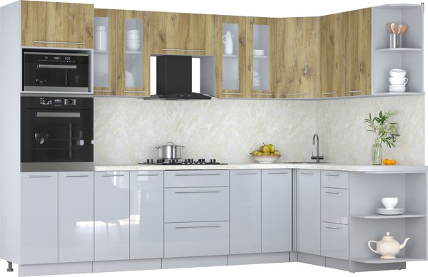 Кухонный гарнитур Интерлиния Мила Пластик 1.68x3.0 PR - фото