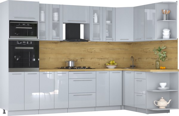 Кухонный гарнитур Интерлиния Мила Пластик 1.68x3.0 PR - фото
