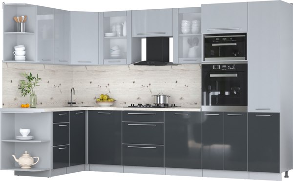 Кухонный гарнитур Интерлиния Мила Пластик 1.68x3.2 LV - фото