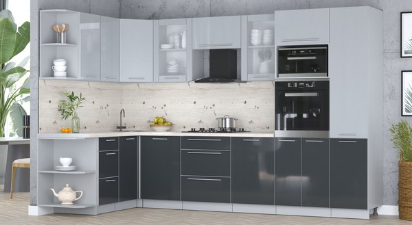 Кухонный гарнитур Интерлиния Мила Пластик 1.68x3.2 LV