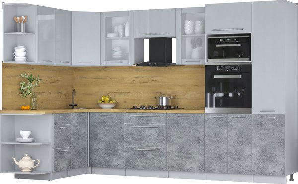 Кухонный гарнитур Интерлиния Мила Пластик 1.68x3.2 LV - фото