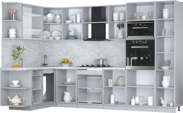 Кухонный гарнитур Интерлиния Мила Пластик 1.68x3.2 LV