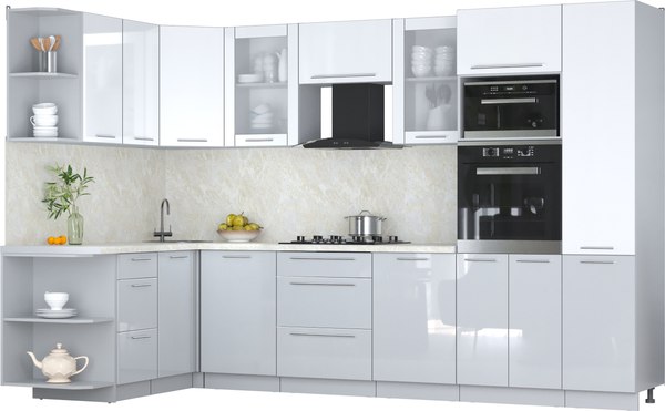 Кухонный гарнитур Интерлиния Мила Пластик 1.68x3.2 LV - фото