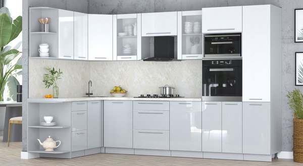 Кухонный гарнитур Интерлиния Мила Пластик 1.68x3.2 LV