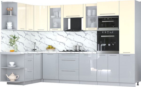 Кухонный гарнитур Интерлиния Мила Пластик 1.68x3.2 LV - фото