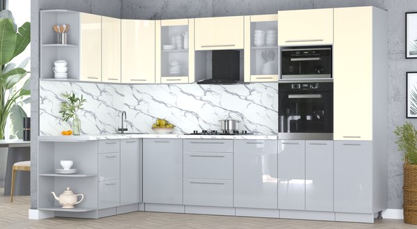 Кухонный гарнитур Интерлиния Мила Пластик 1.68x3.2 LV