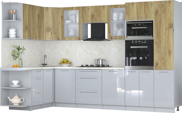 Кухонный гарнитур Интерлиния Мила Пластик 1.68x3.2 LV - фото