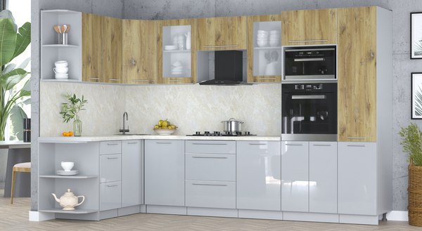 Кухонный гарнитур Интерлиния Мила Пластик 1.68x3.2 LV