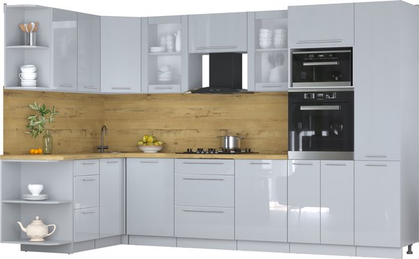 Кухонный гарнитур Интерлиния Мила Пластик 1.68x3.2 LV - фото