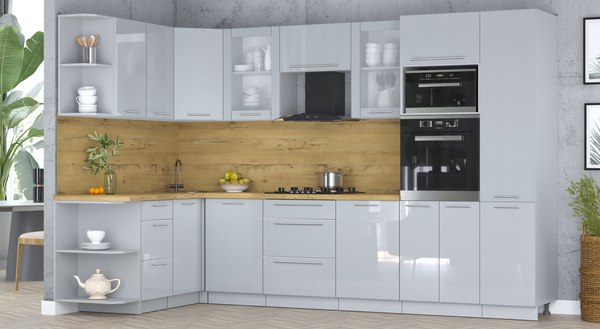 Кухонный гарнитур Интерлиния Мила Пластик 1.68x3.2 LV