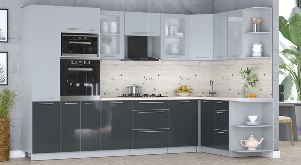 Кухонный гарнитур Интерлиния Мила Пластик 1.68x3.2 PR