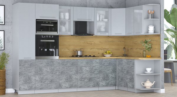 Кухонный гарнитур Интерлиния Мила Пластик 1.68x3.2 PR