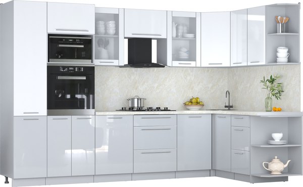 Кухонный гарнитур Интерлиния Мила Пластик 1.68x3.2 PR - фото