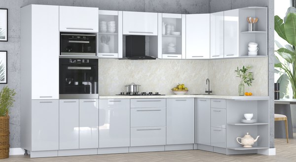 Кухонный гарнитур Интерлиния Мила Пластик 1.68x3.2 PR