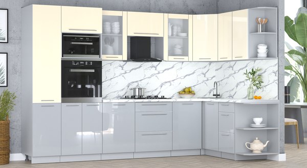 Кухонный гарнитур Интерлиния Мила Пластик 1.68x3.2 PR