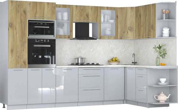 Кухонный гарнитур Интерлиния Мила Пластик 1.68x3.2 PR - фото
