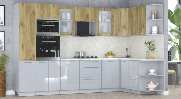 Кухонный гарнитур Интерлиния Мила Пластик 1.68x3.2 PR