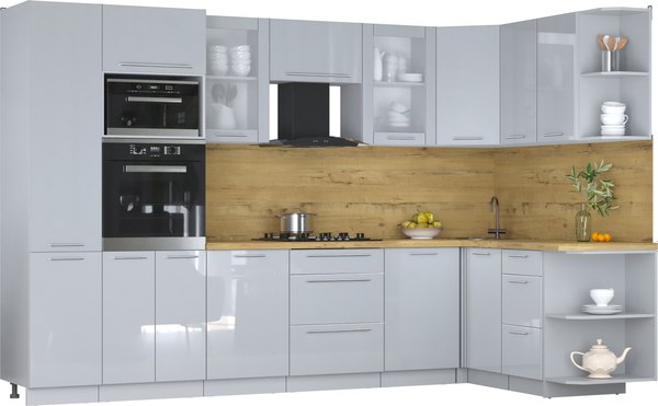 Кухонный гарнитур Интерлиния Мила Пластик 1.68x3.2 PR - фото