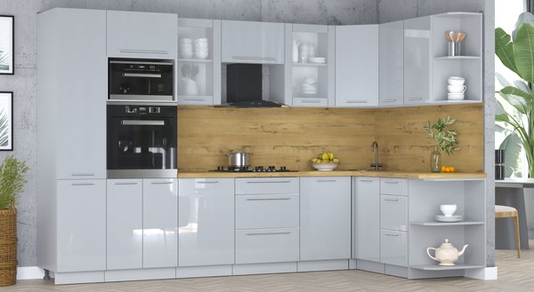 Кухонный гарнитур Интерлиния Мила Пластик 1.68x3.2 PR