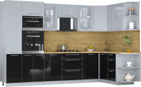 Кухонный гарнитур Интерлиния Мила Пластик 1.68x3.2 PR - фото