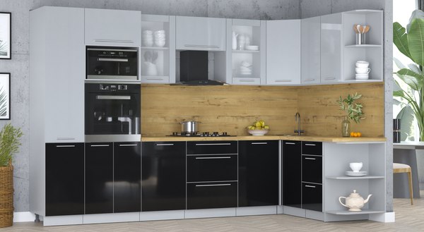 Кухонный гарнитур Интерлиния Мила Пластик 1.68x3.2 PR