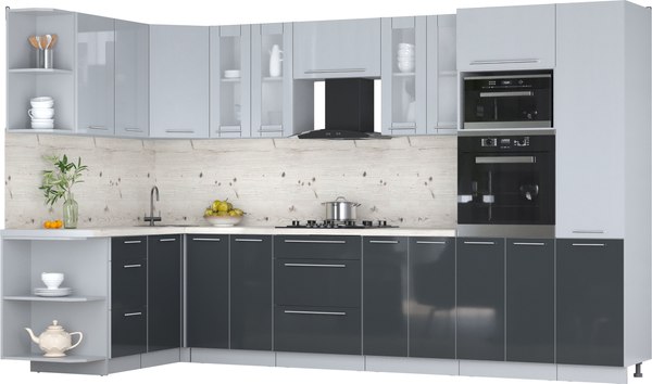 Кухонный гарнитур Интерлиния Мила Пластик 1.68x3.4 LV - фото