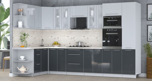 Кухонный гарнитур Интерлиния Мила Пластик 1.68x3.4 LV