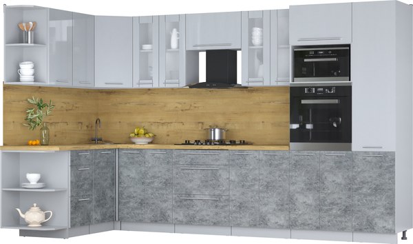 Кухонный гарнитур Интерлиния Мила Пластик 1.68x3.4 LV - фото