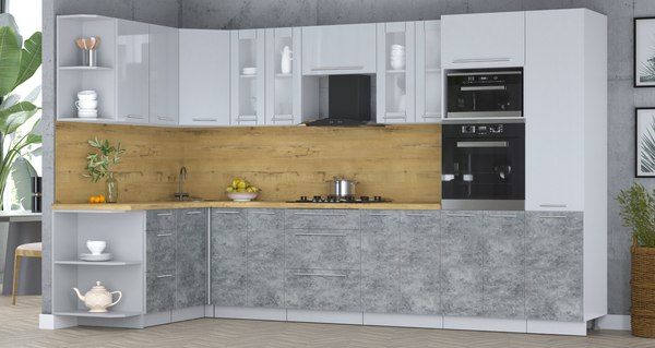 Кухонный гарнитур Интерлиния Мила Пластик 1.68x3.4 LV