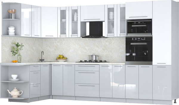 Кухонный гарнитур Интерлиния Мила Пластик 1.68x3.4 LV - фото