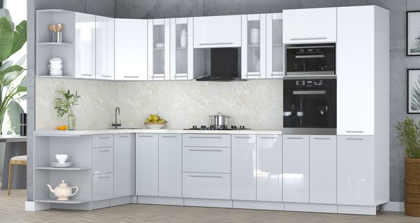 Кухонный гарнитур Интерлиния Мила Пластик 1.68x3.4 LV