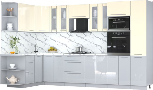 Кухонный гарнитур Интерлиния Мила Пластик 1.68x3.4 LV - фото