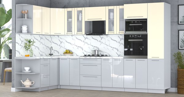 Кухонный гарнитур Интерлиния Мила Пластик 1.68x3.4 LV