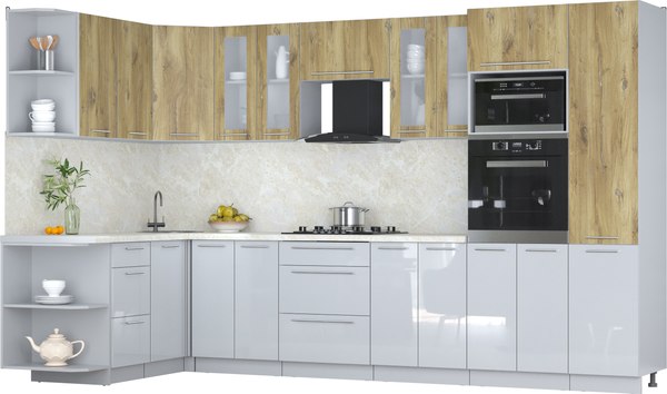 Кухонный гарнитур Интерлиния Мила Пластик 1.68x3.4 LV - фото