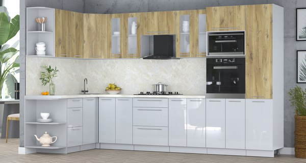 Кухонный гарнитур Интерлиния Мила Пластик 1.68x3.4 LV