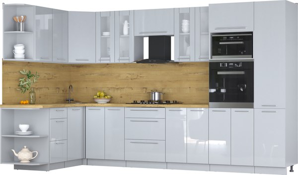 Кухонный гарнитур Интерлиния Мила Пластик 1.68x3.4 LV - фото