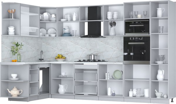 Кухонный гарнитур Интерлиния Мила Пластик 1.68x3.4 LV