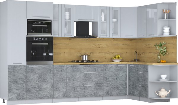 Кухонный гарнитур Интерлиния Мила Пластик 1.68x3.4 PR - фото