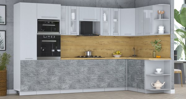 Кухонный гарнитур Интерлиния Мила Пластик 1.68x3.4 PR