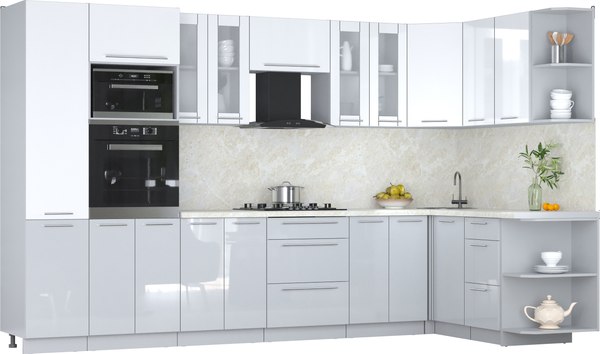 Кухонный гарнитур Интерлиния Мила Пластик 1.68x3.4 PR - фото
