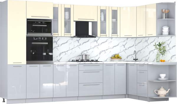 Кухонный гарнитур Интерлиния Мила Пластик 1.68x3.4 PR - фото