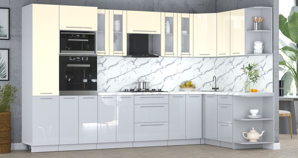 Кухонный гарнитур Интерлиния Мила Пластик 1.68x3.4 PR