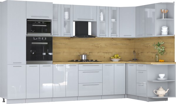 Кухонный гарнитур Интерлиния Мила Пластик 1.68x3.4 PR - фото