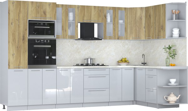 Кухонный гарнитур Интерлиния Мила Пластик 1.68x3.4 PR - фото
