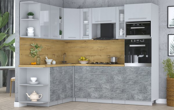 Кухонный гарнитур Интерлиния Мила Пластик 1.88x2.4 LV