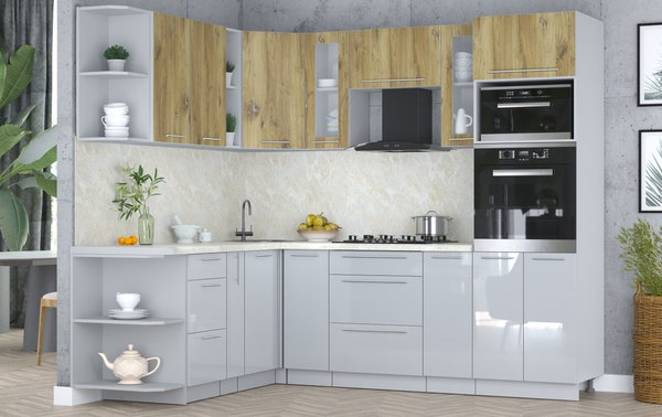 Кухонный гарнитур Интерлиния Мила Пластик 1.88x2.4 LV