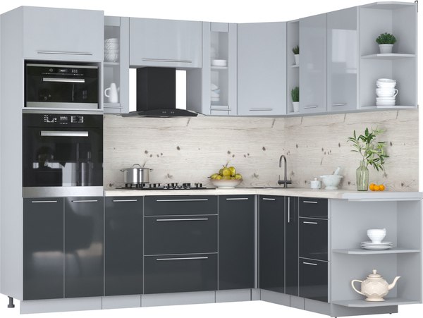 Кухонный гарнитур Интерлиния Мила Пластик 1.88x2.4 PR - фото